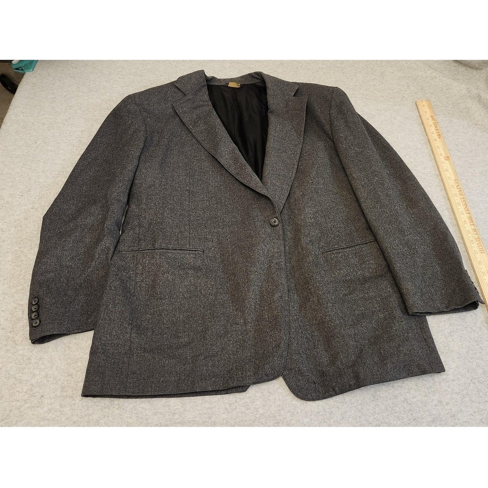 Vintage‎ Corbin Blazer Mens Large Gray Wool Two Button Sport Coat Made USA READ